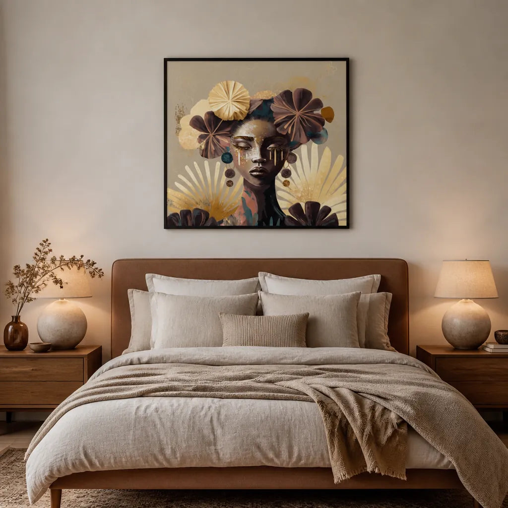 Room mockup featuring Tribal Bokeh Bella Eve Feminine Art Print