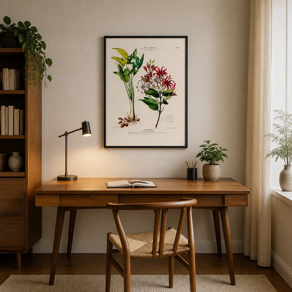 Room mockup featuring Gardenia Radicans Art Print