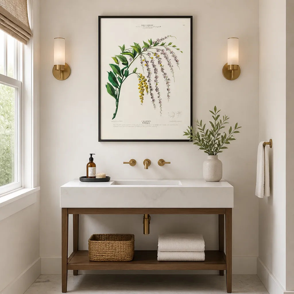 Room mockup featuring Golden Dewdrops Art Print