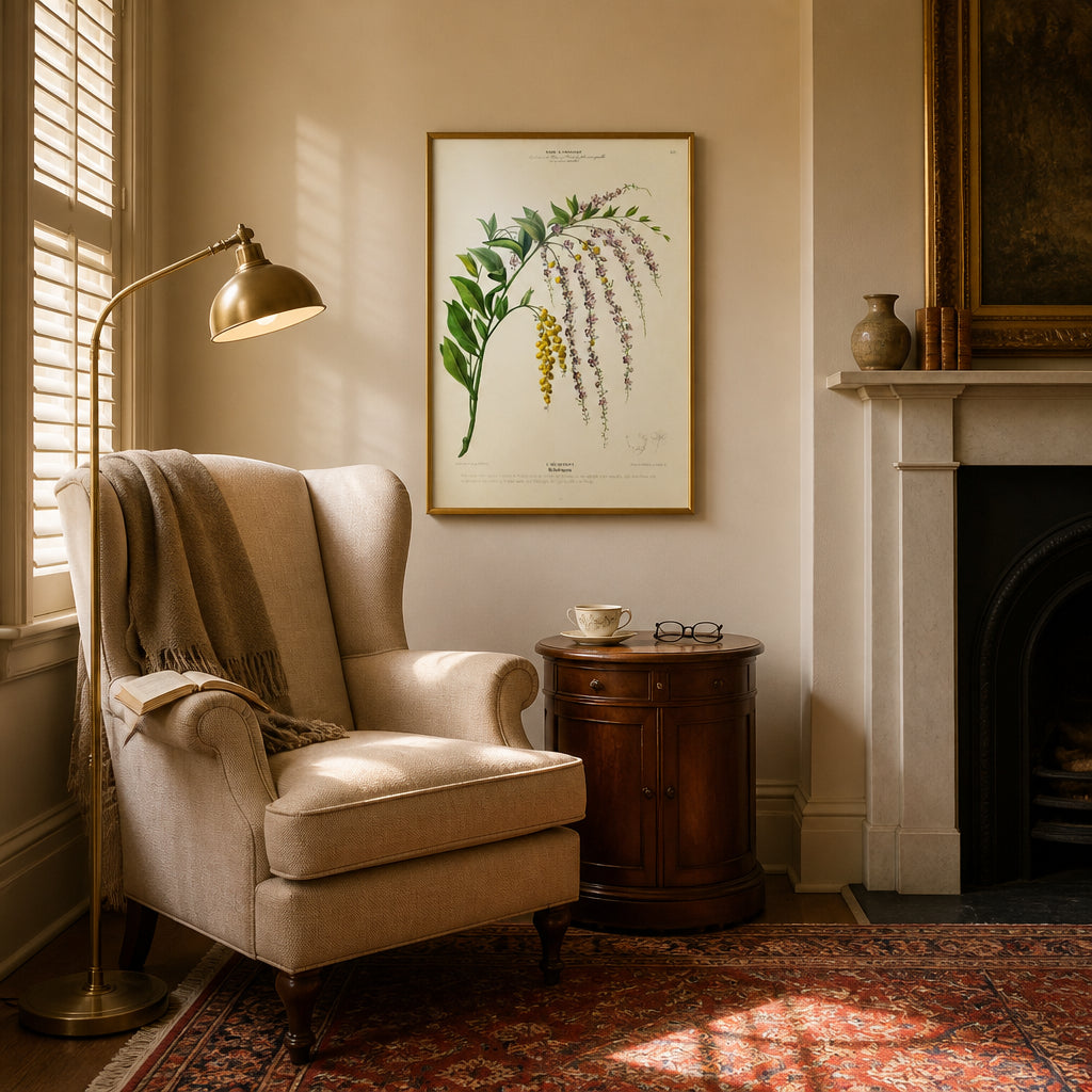 Room mockup featuring Golden Dewdrops Art Print