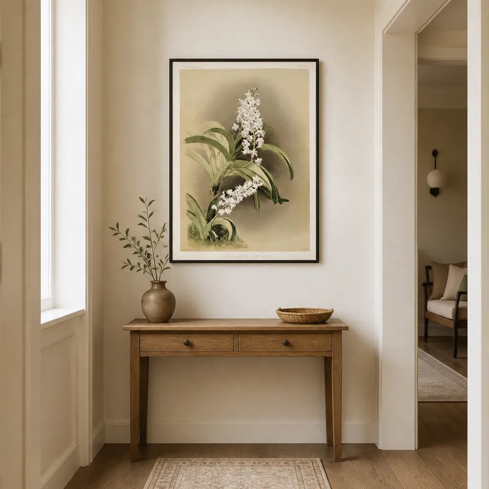 Room mockup featuring White Orchid Art Print