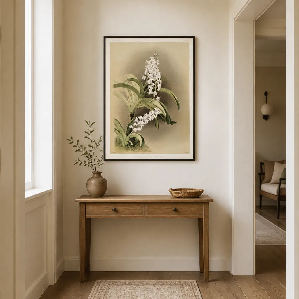 Room mockup featuring White Orchid Art Print