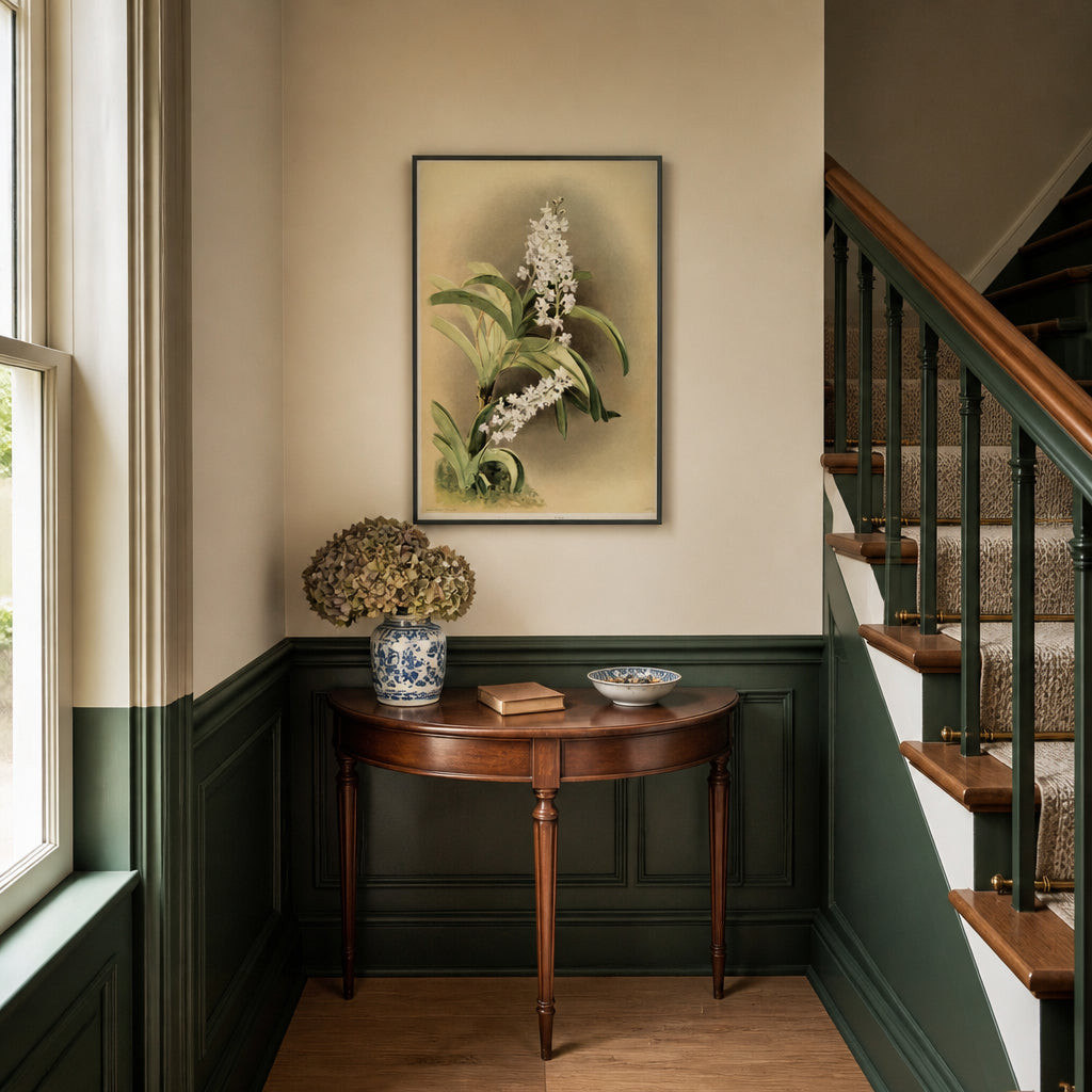 Room mockup featuring White Orchid Art Print