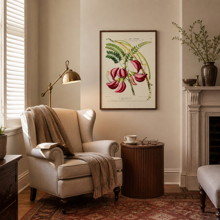 Room mockup featuring Sesbania Grandiflora Art Print