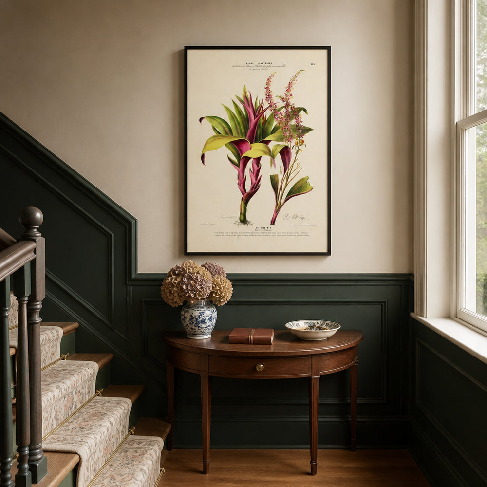 Room mockup featuring Tradescantia Spathacea Art Print