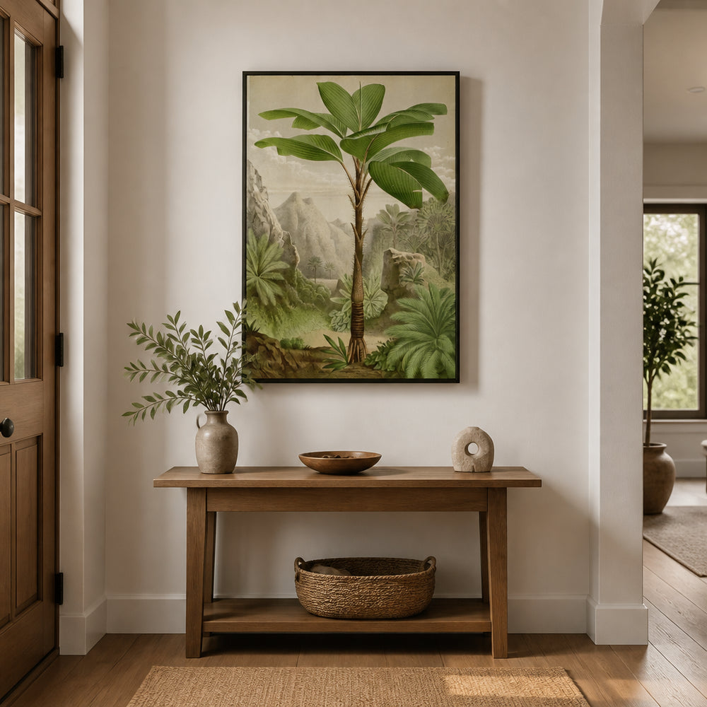 Room mockup featuring Tropical Palm Young Palm With Broad Leaves Art Print