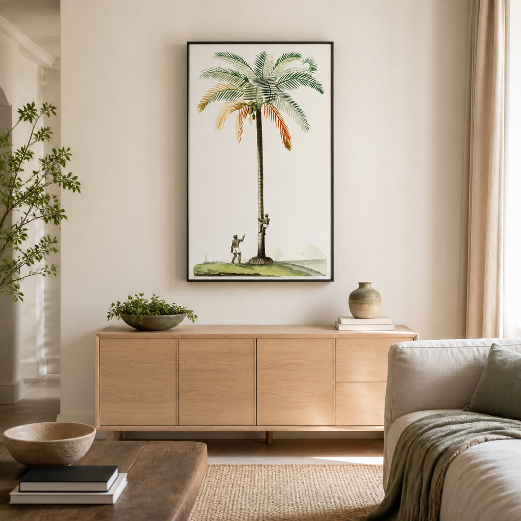Room mockup featuring Vintage Coconut Palm Art Print