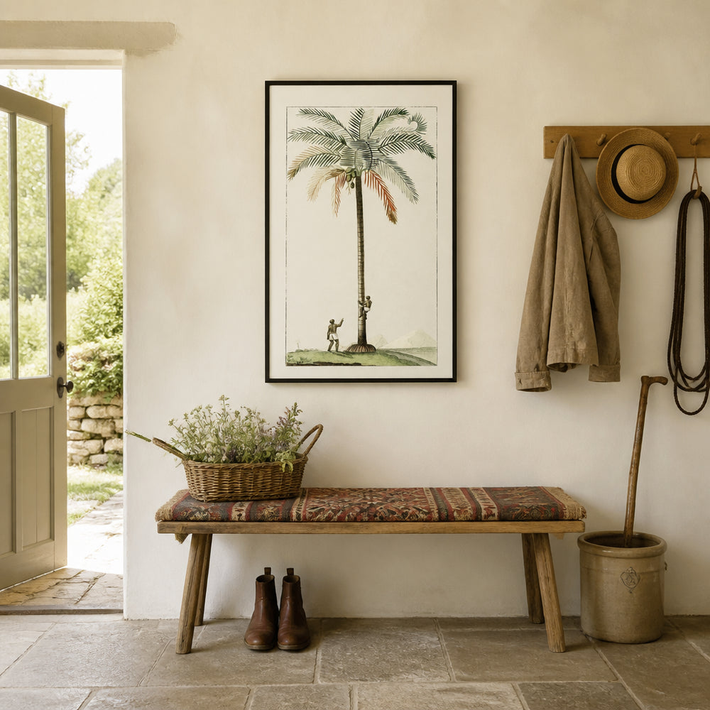 Room mockup featuring Vintage Coconut Palm Art Print