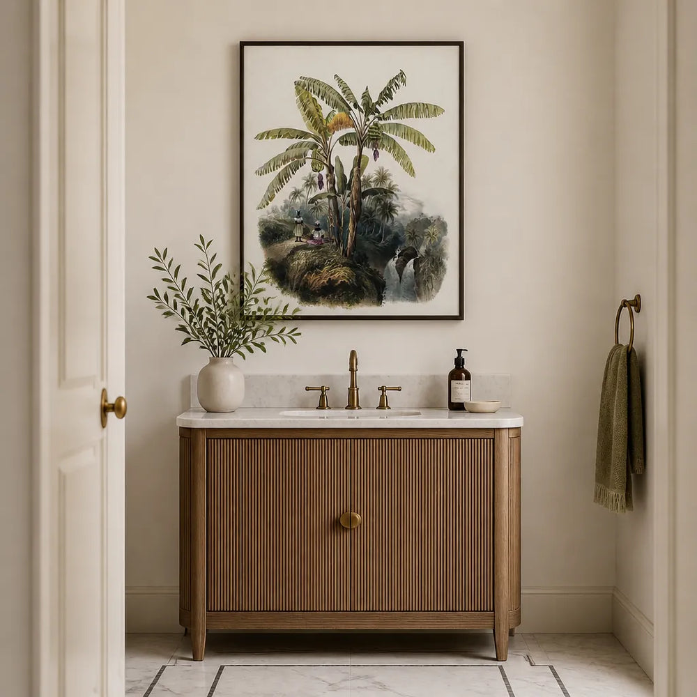 Room mockup featuring Plantain Trees Art Print