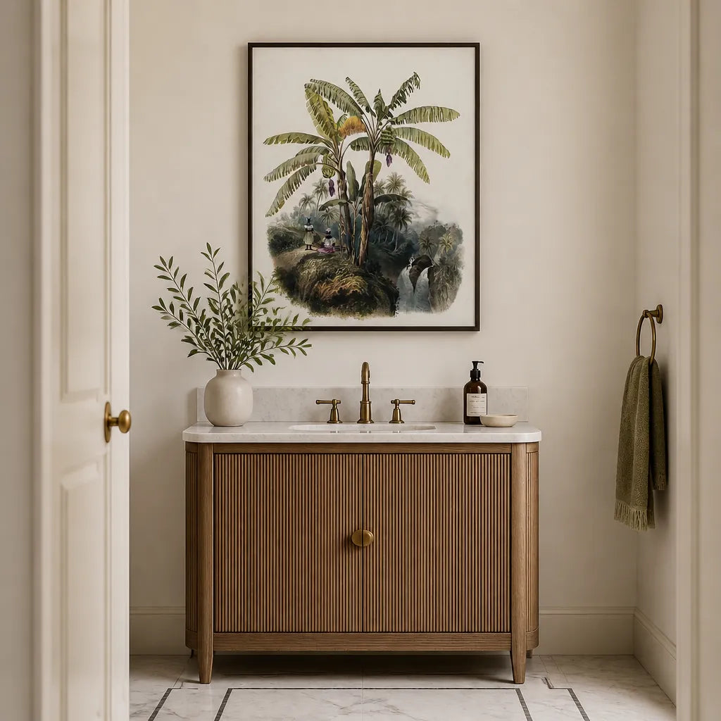 Room mockup featuring Plantain Trees Art Print