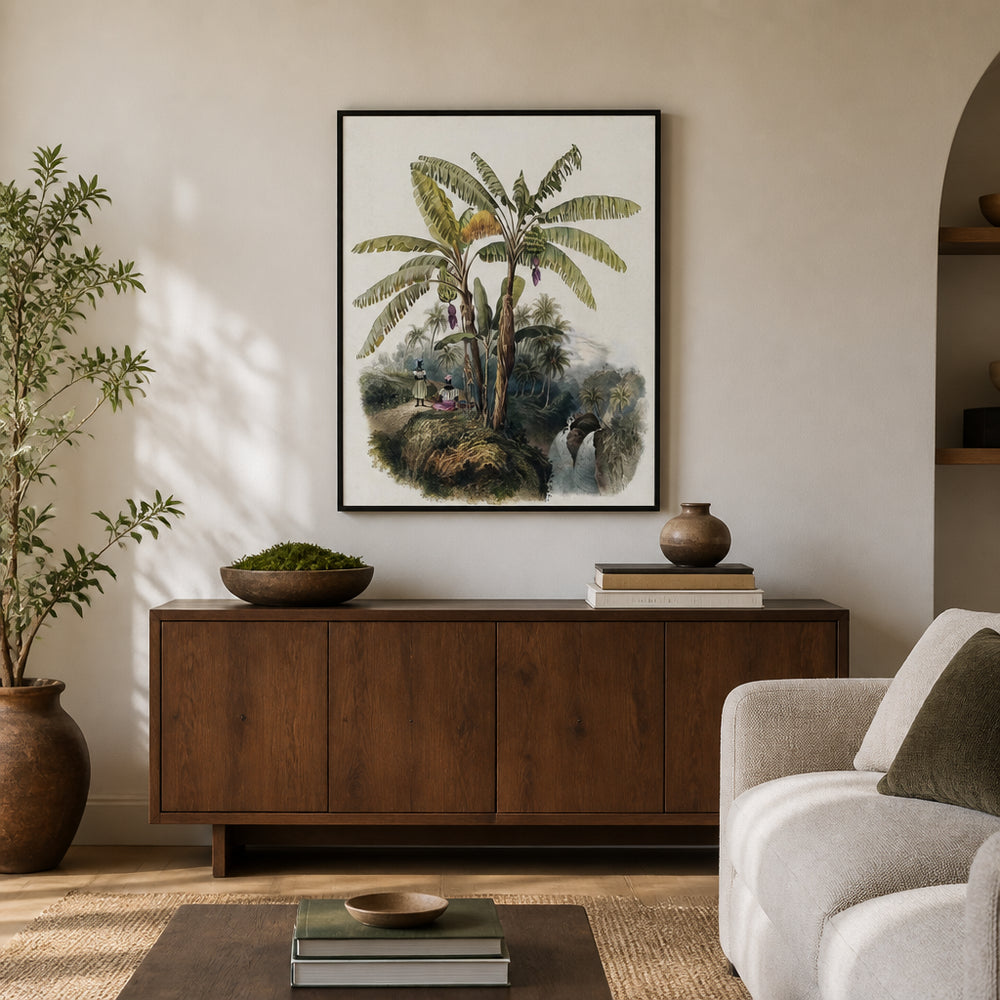Room mockup featuring Plantain Trees Art Print