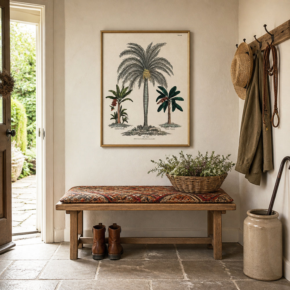 Room mockup featuring Banana and Date Palm Art Print