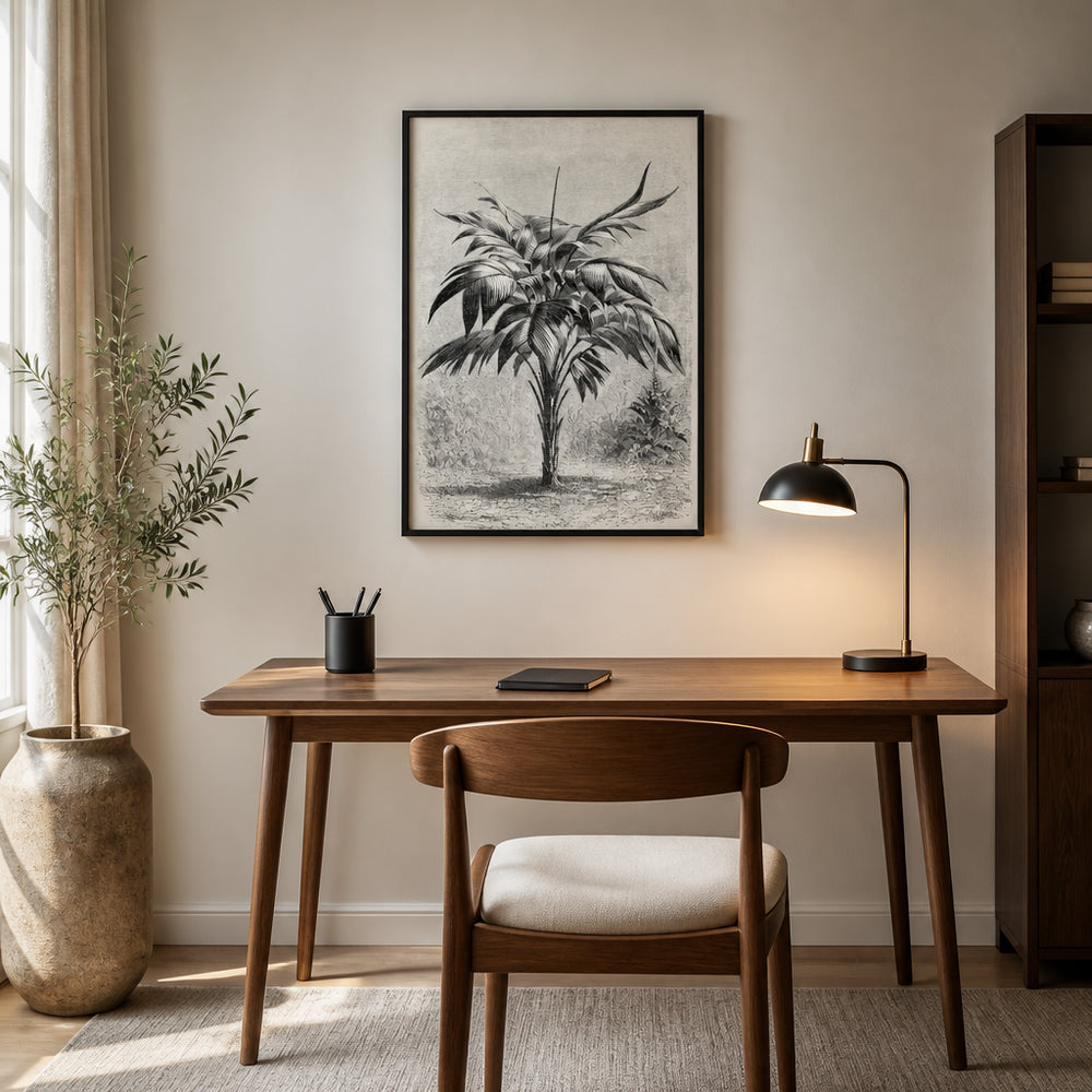 Room mockup featuring Vintage Palm Tree Spiky-Leafed Solitary Specimen Art Print