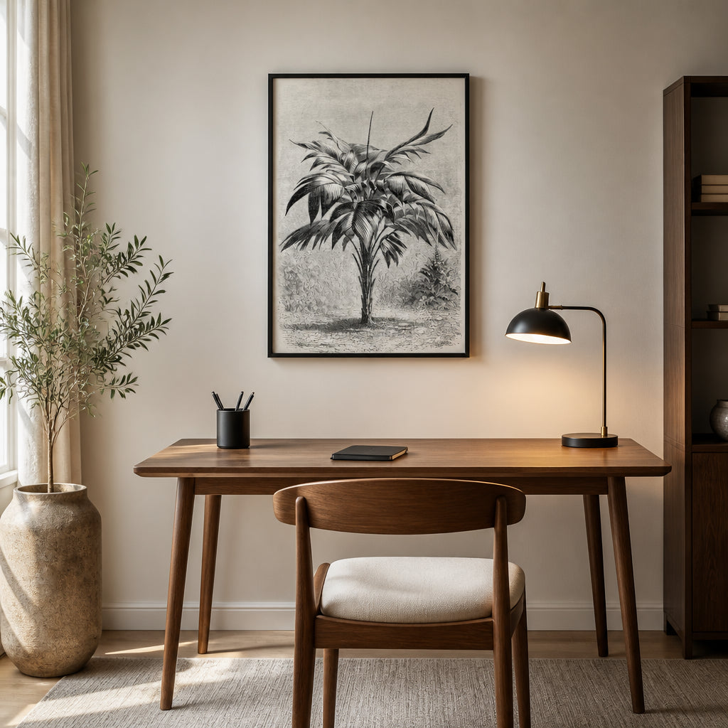 Room mockup featuring Vintage Palm Tree Spiky-Leafed Solitary Specimen Art Print