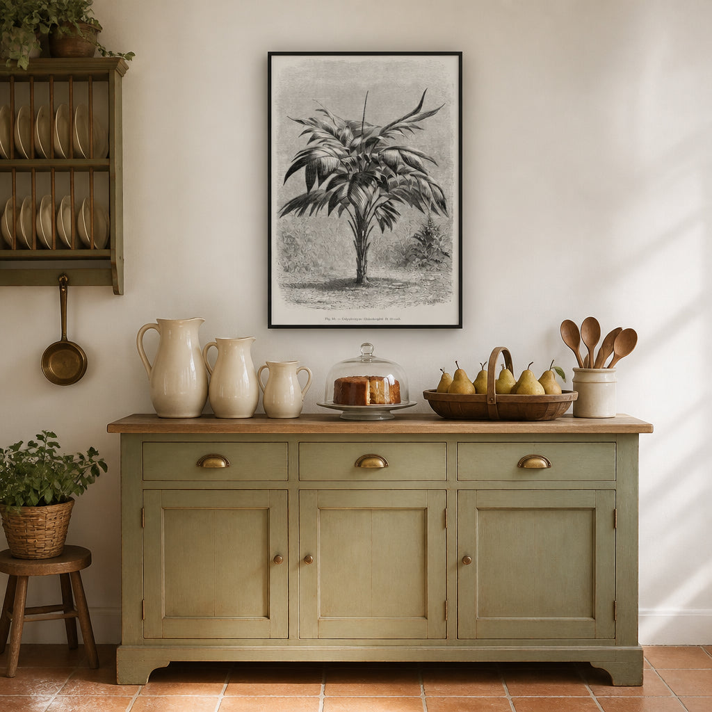 Room mockup featuring Vintage Palm Tree Spiky-Leafed Solitary Specimen Art Print