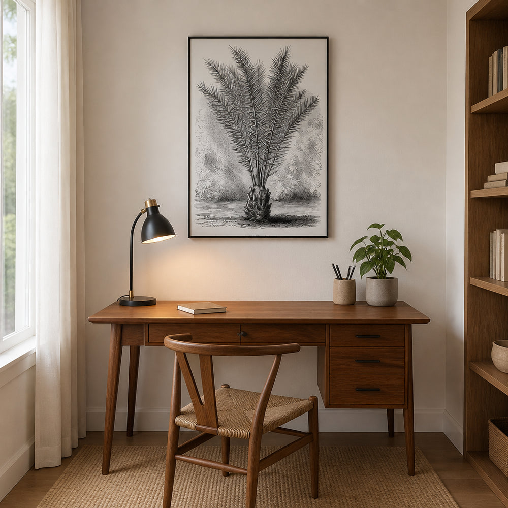 Room mockup featuring Vintage Palm Tree Phoenix Dactylifera Feathered Fronds Art Print