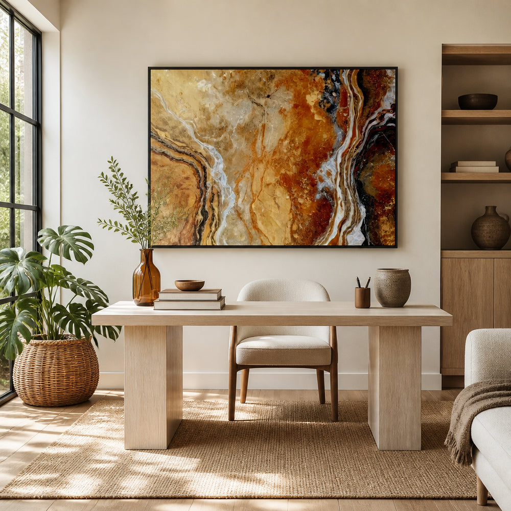 Room mockup featuring Golden Marble Art Print