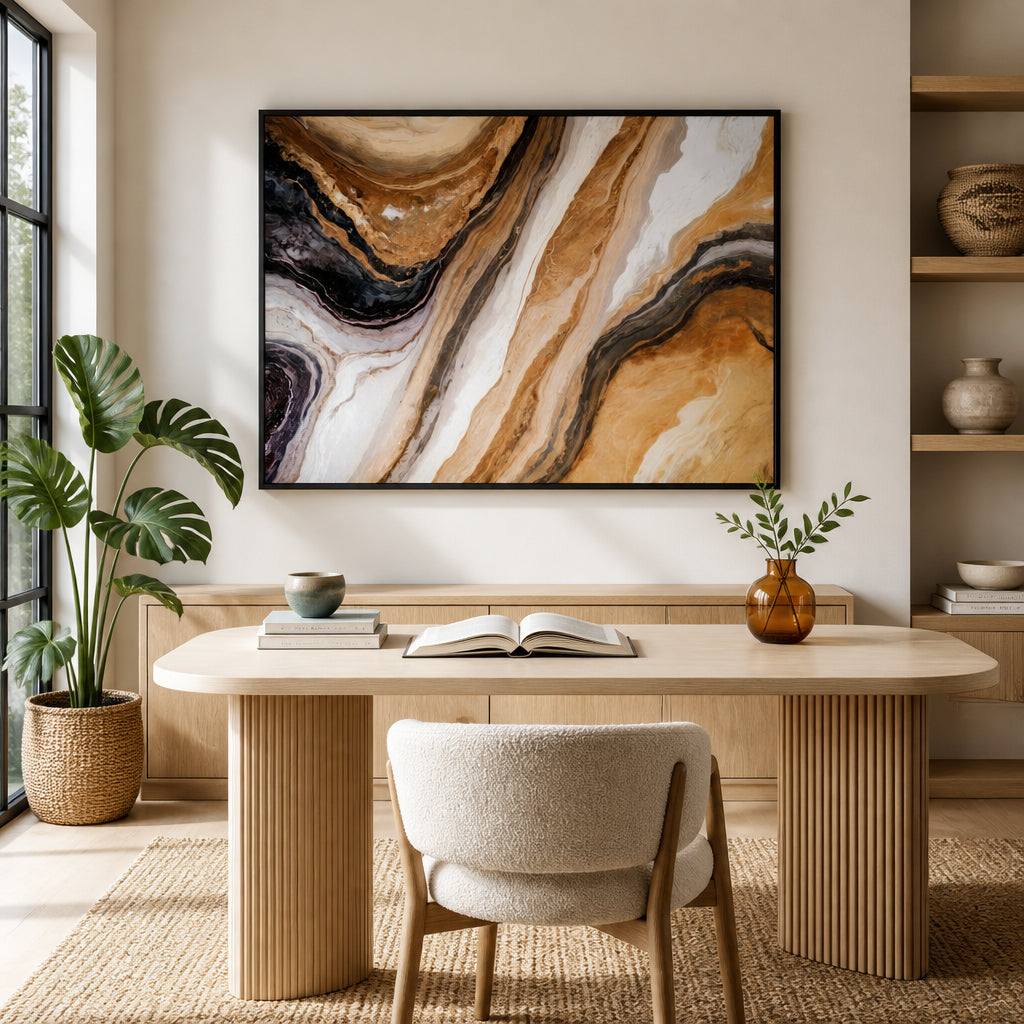 Room mockup featuring Warm Neutral Marble Art Print