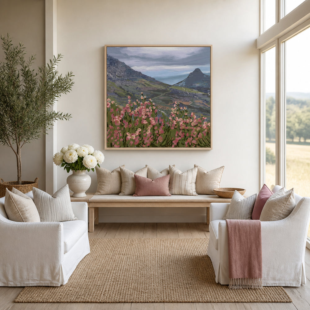 Room mockup featuring Table Mountain Blooms Art Print