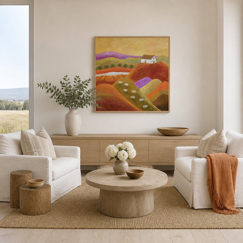 Room mockup featuring Purple Hills Art Print
