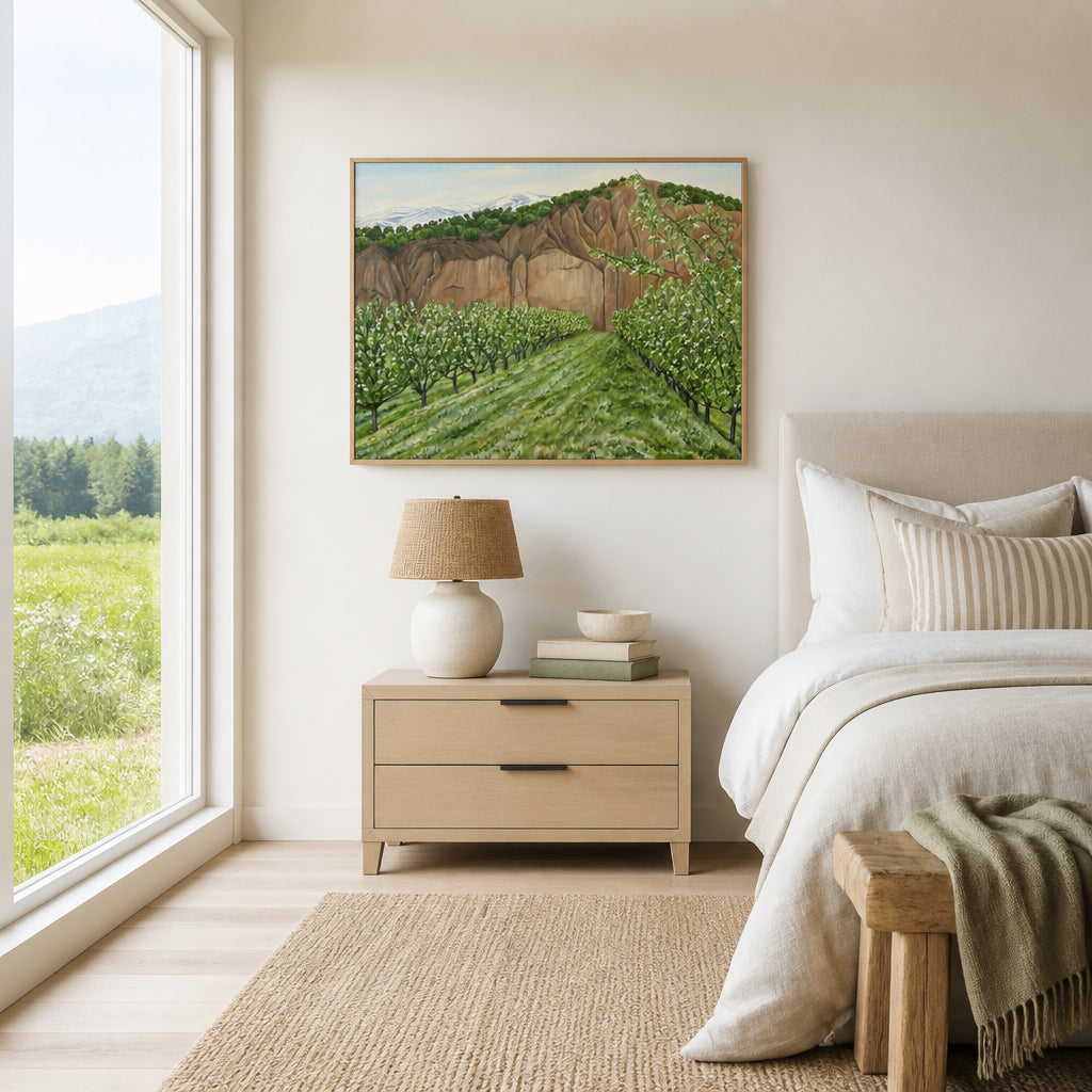 Room mockup featuring Quince Orchard Art Print