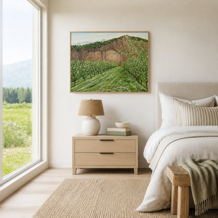 Room mockup featuring Quince Orchard Art Print