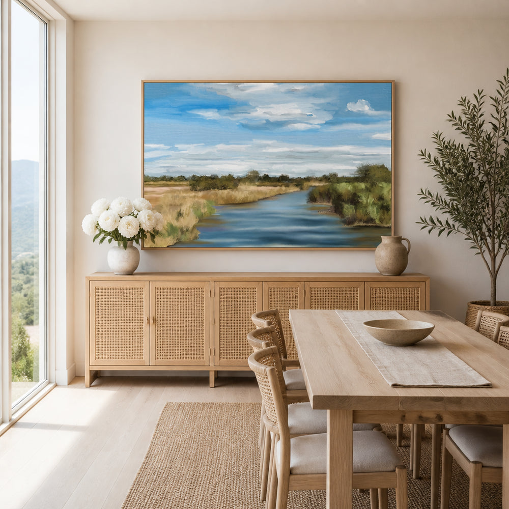 Room mockup featuring Reeds and River Art Print