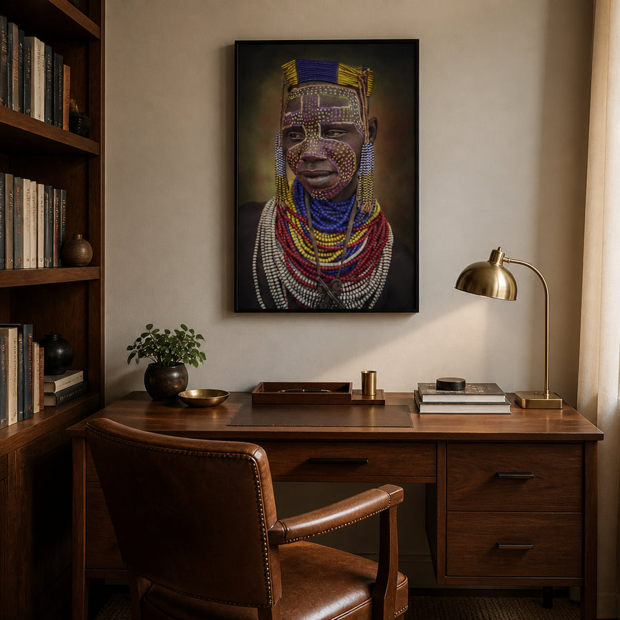 Tribal Portrait Art Print in a room setting