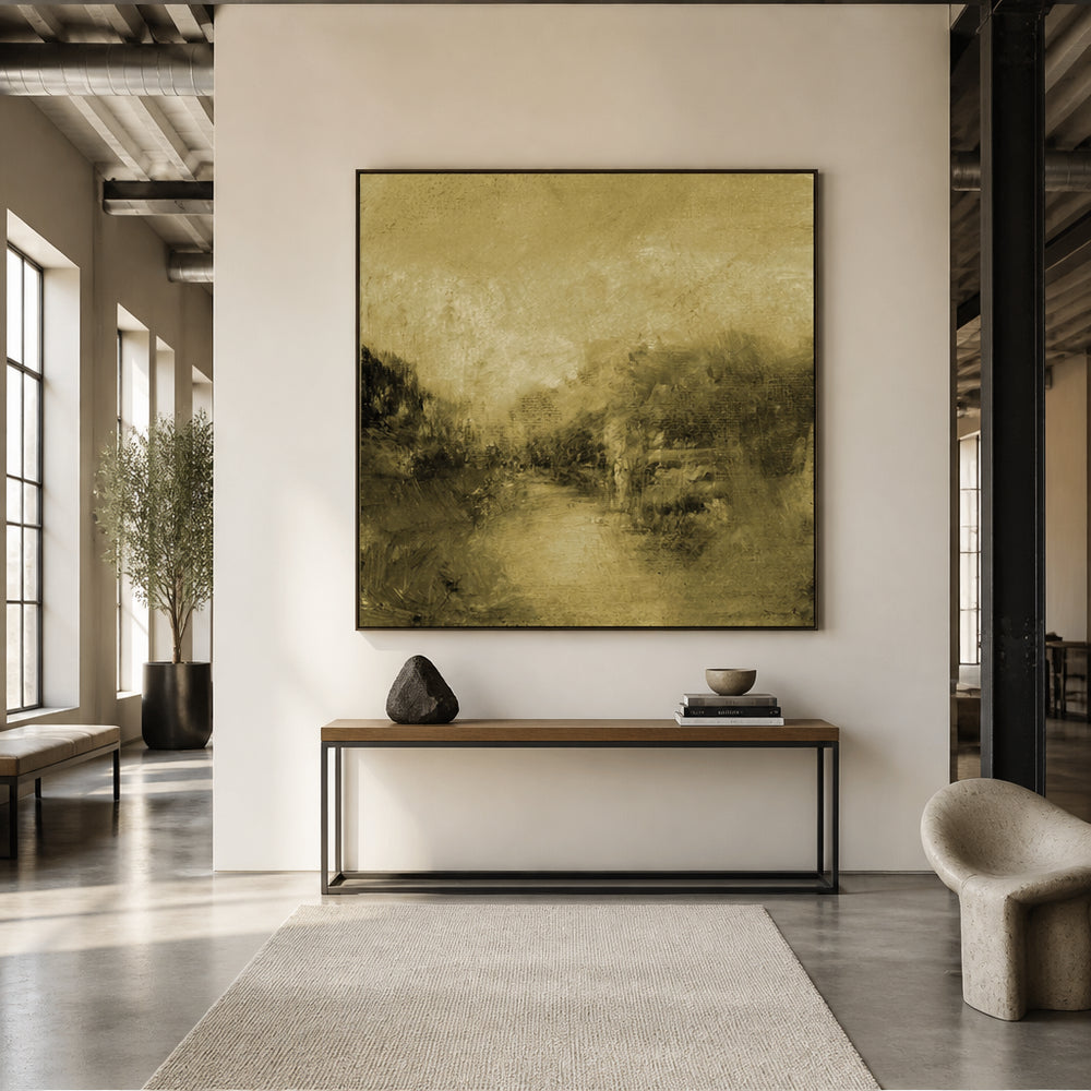 Room mockup featuring Tranquil Glade Pond Art Print