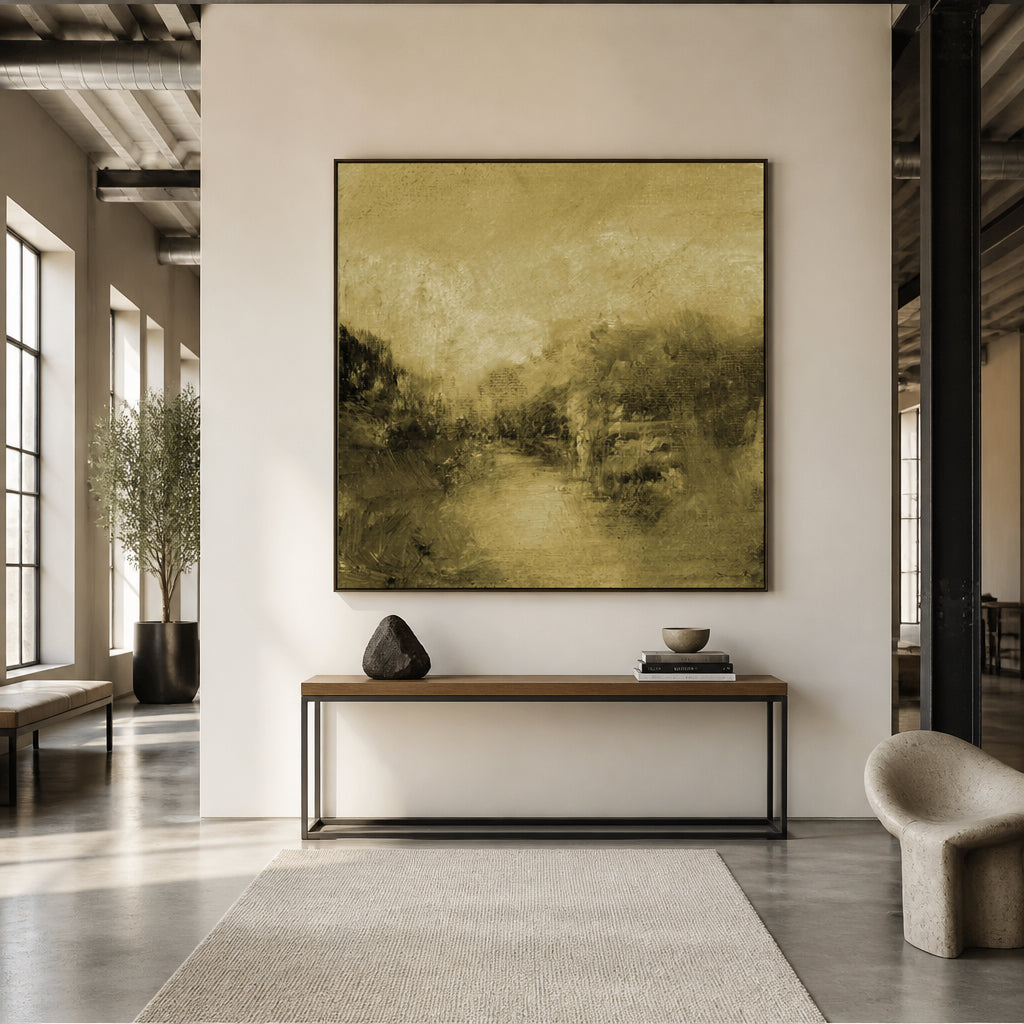 Room mockup featuring Tranquil Glade Pond Art Print