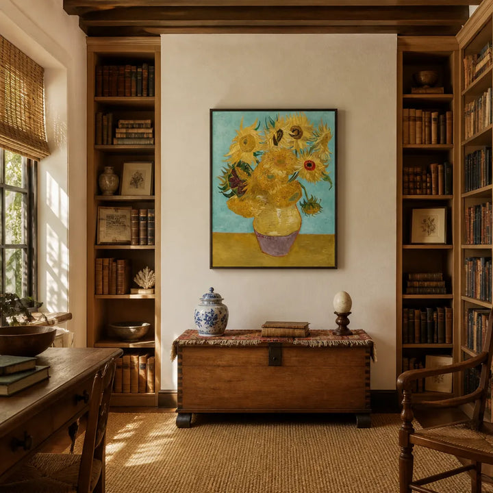 Room mockup featuring Van Goghs Sunflowers Art Print