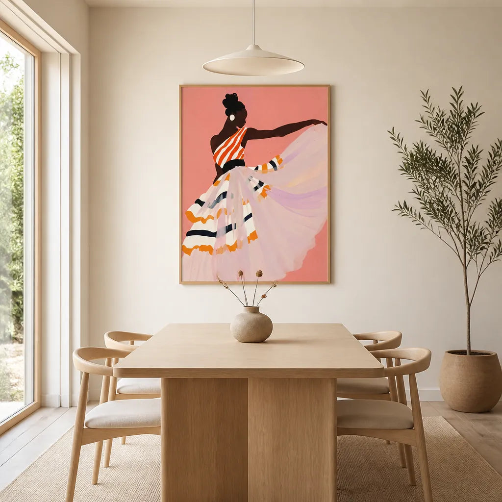 Room mockup featuring Elegant Silhouette Dance Art Print