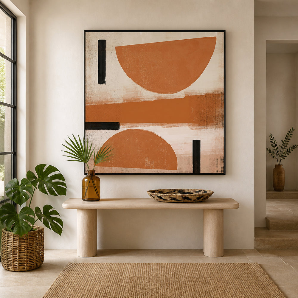 Room mockup featuring Terracotta Harmony Abstract Art Print