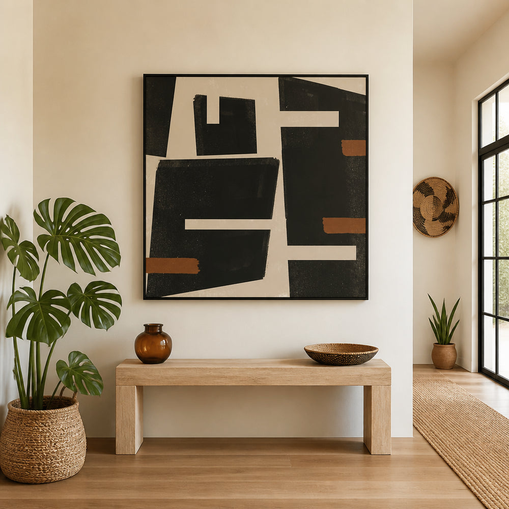 Room mockup featuring Abstract Geometric Composition Art Print