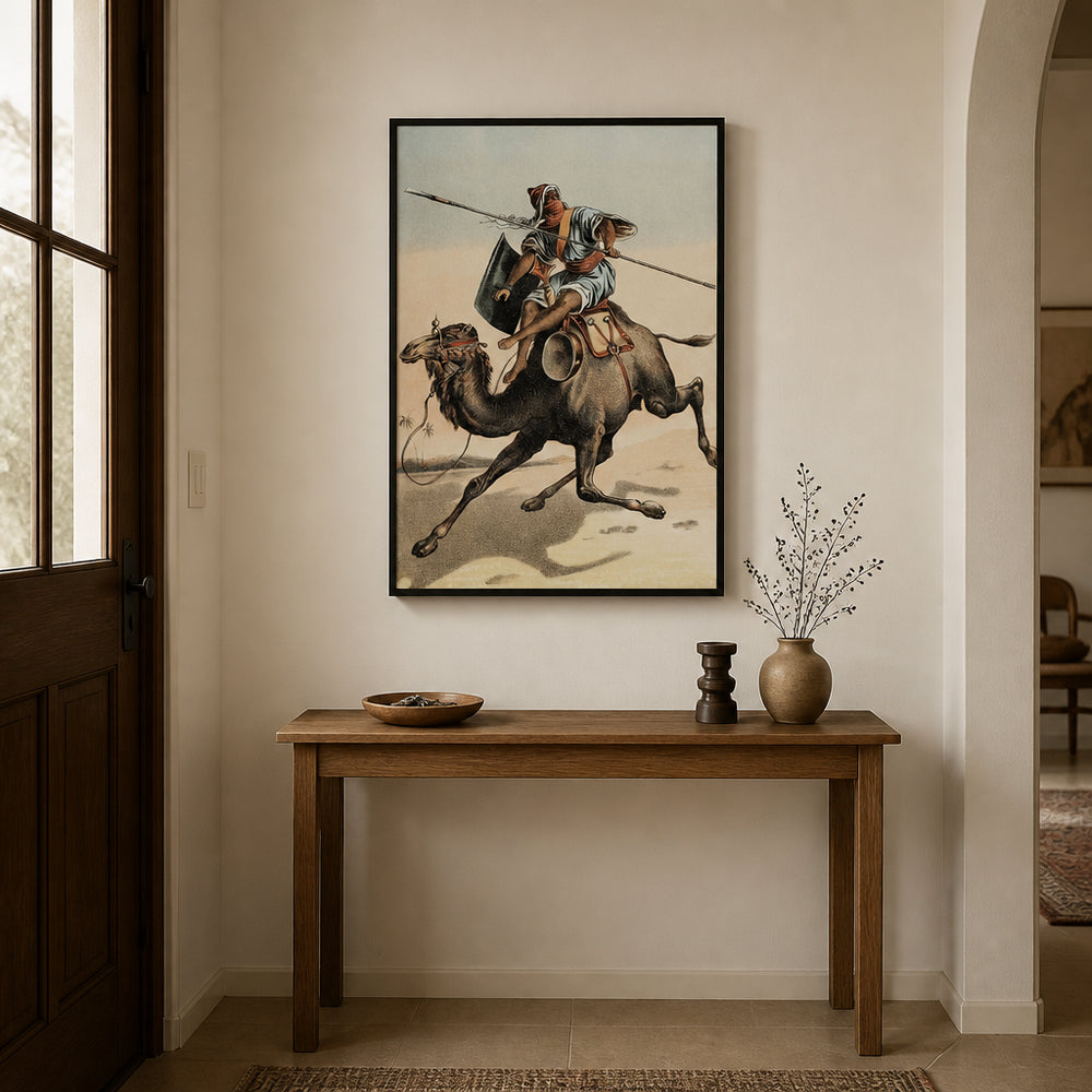 Room mockup featuring Camel Rider Vintage Illustration Art Print