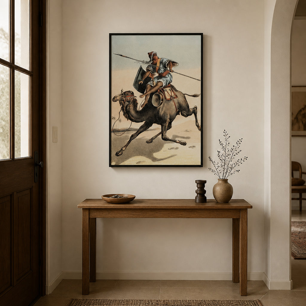 Room mockup featuring Camel Rider Vintage Illustration Art Print