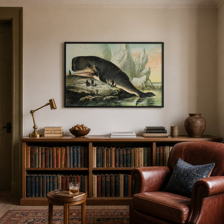 Room mockup featuring Sperm Whale Vintage Illustration Art Print