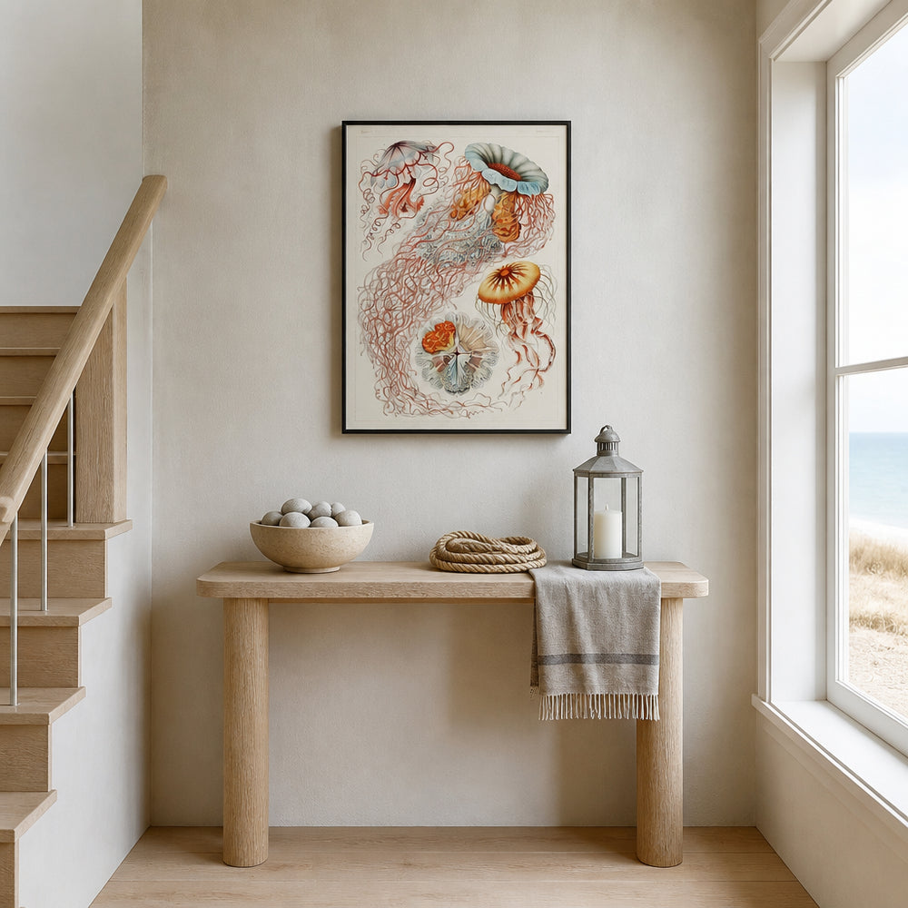 Room mockup featuring Discomedusae Jellyfish Illustration Art Print