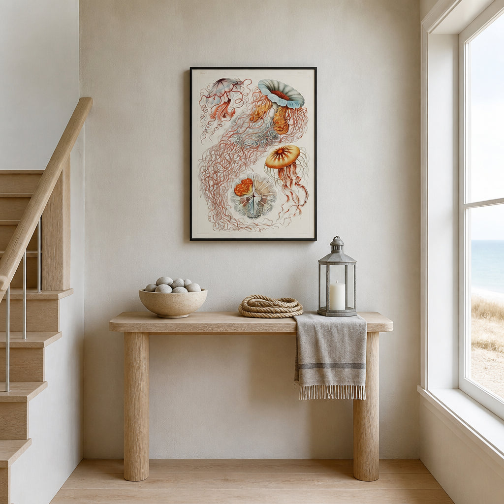 Room mockup featuring Discomedusae Jellyfish Illustration Art Print
