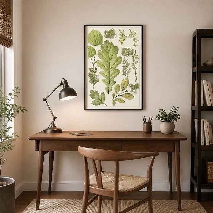 Room mockup featuring Vintage Botanical Leaves Illustration Art Print