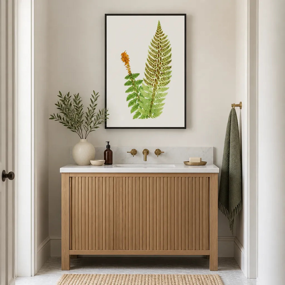 Room mockup featuring Aspidium Aculeatum Botanical Art Print