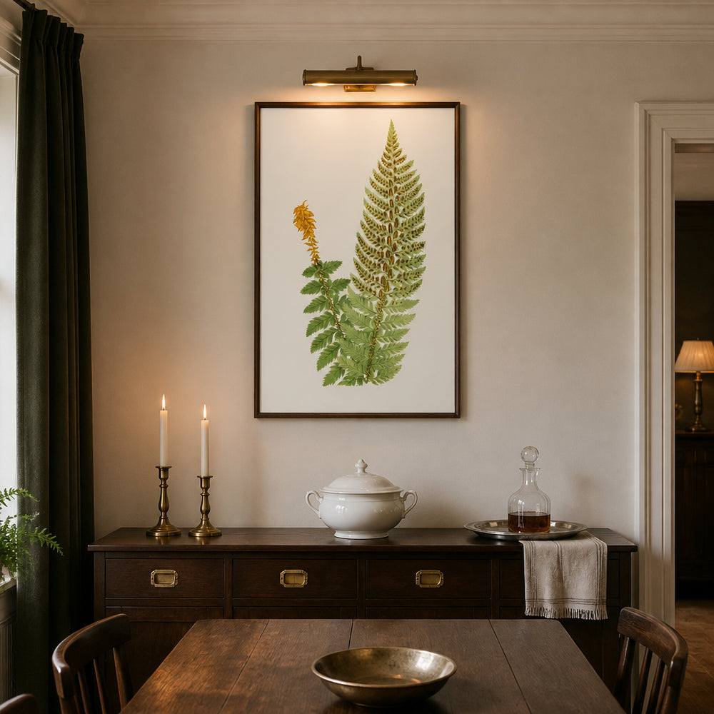 Room mockup featuring Aspidium Aculeatum Botanical Art Print