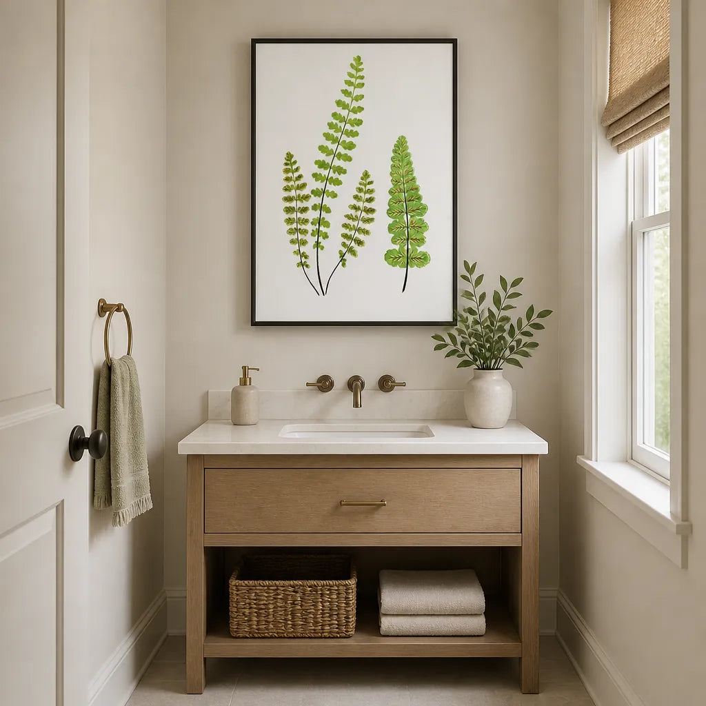 Room mockup featuring Asplenium Petrarchae Botanical Art Print