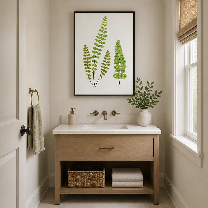 Room mockup featuring Asplenium Petrarchae Botanical Art Print