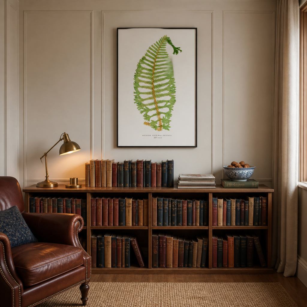 Room mockup featuring Dryopteris Cristata Botanical Art Print