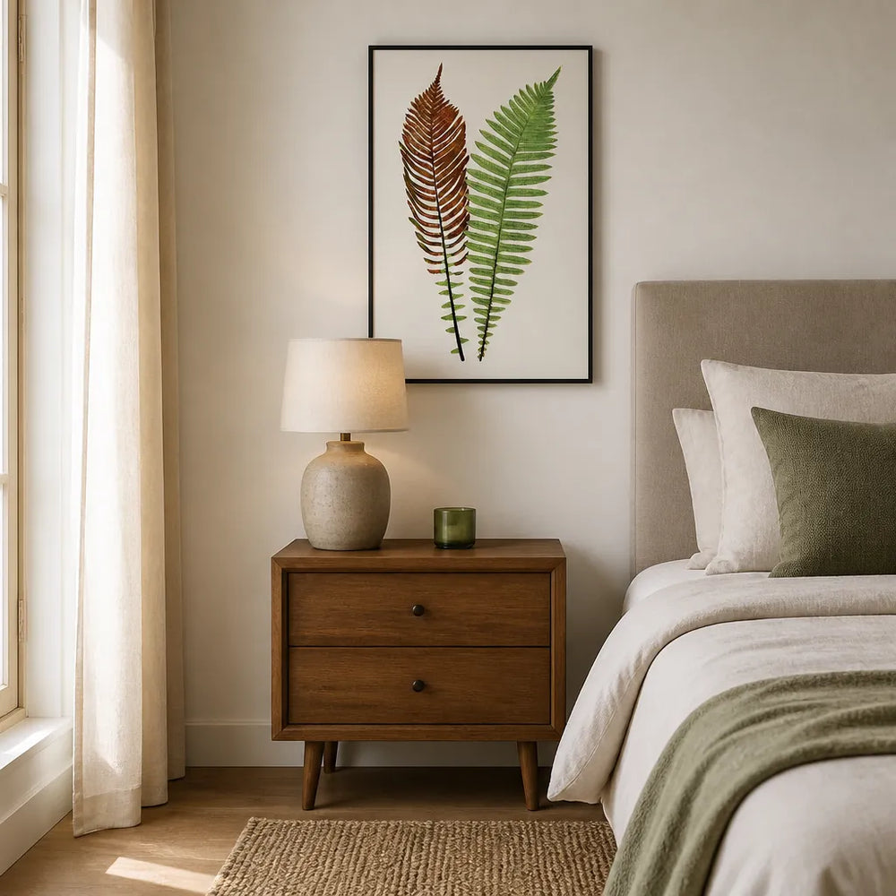 Room mockup featuring Lomaria Nuda Fern Study Art Print