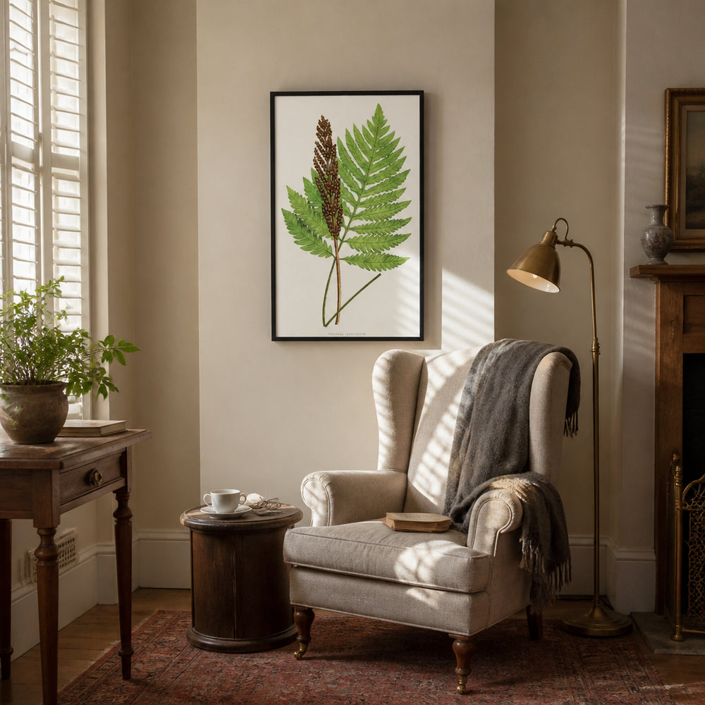 Room mockup featuring Onoclea Sensibilis Botanical Art Print