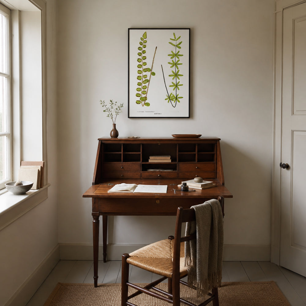 Room mockup featuring Platyloma Ferns Botanical Art Print