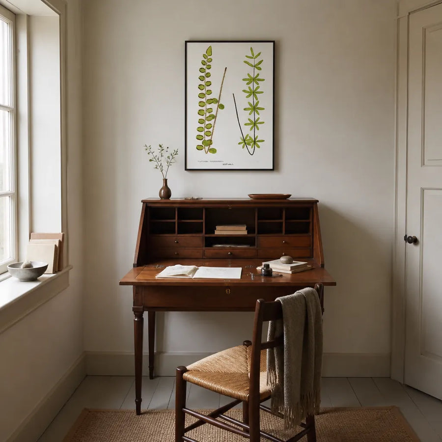 Platyloma Ferns Botanical Art Print in a room setting