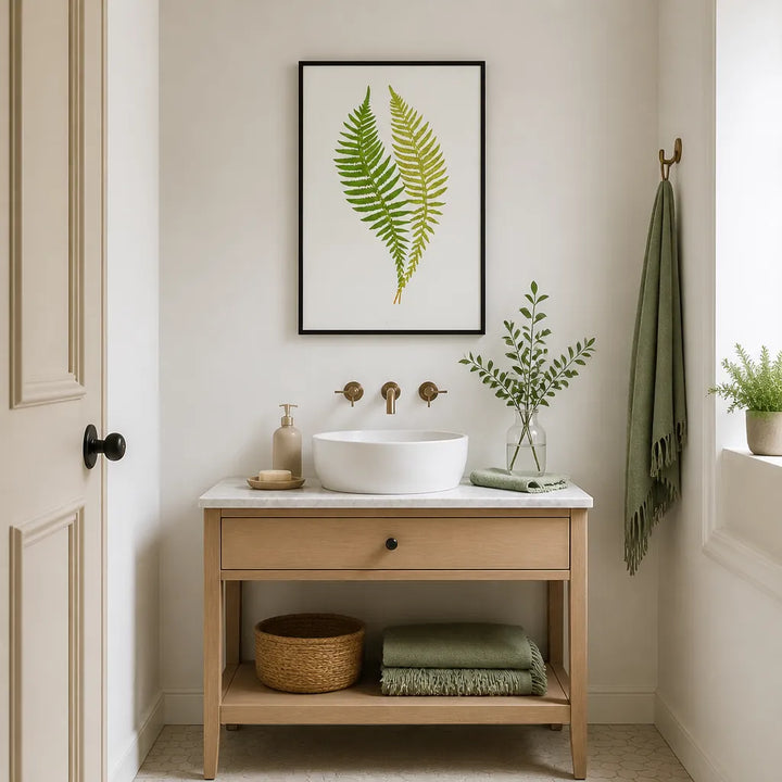 Room mockup featuring Polypodium Botanical Illustration Art Print